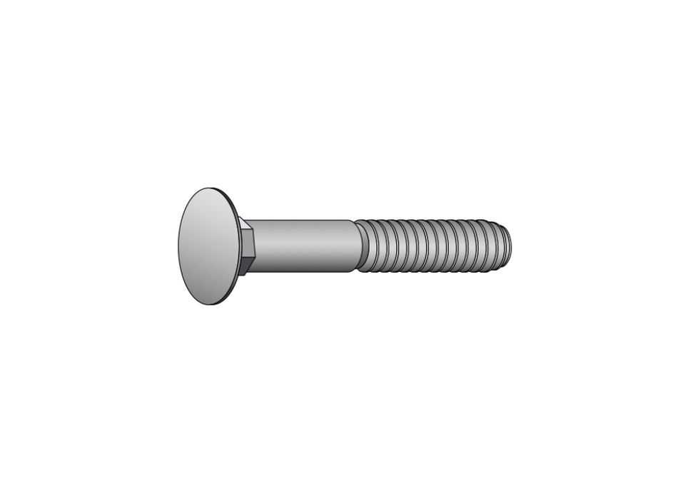 JFAST M635D603A2 - M6-1.0 x 35 mm Carriage Bolts, Full Thread, 18-8 Stainless Steel (A2), DIN603, Case Quantity: 1000