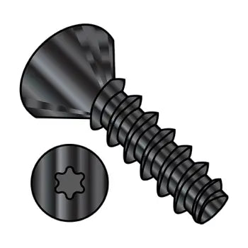 2-28 x 1/4 Six Lobe Flat Plastite Alternative 48-2 Fully Threaded Black Oxide and Wax