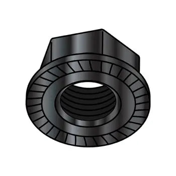 JFAST 14NRBZ - 1/4-20  Serrated Flange Hex Lock Nuts Case Hardened HR15N 78/90 Black Zinc and Bake, Case Quantity: 
2,000