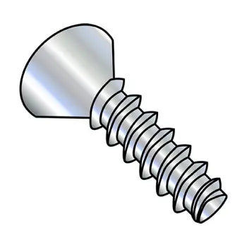 2-28 x 1/4 Phillips Flat Plastite Alternative 48-2 Fully Threaded Zinc Plated And Wax