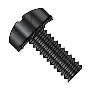 4-40 x 1/4 Phillips Pan External Sems Machine Screw Fully Threaded Black Oxide